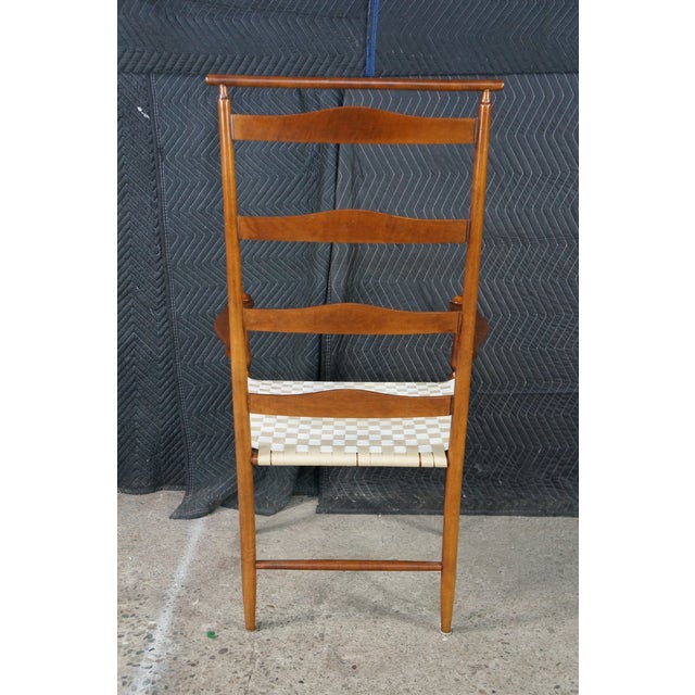 Antique Shaker Style Maple Ladderback Elder's High Back Arm Chair Woven Seat For Sale - Image 17 of 18
