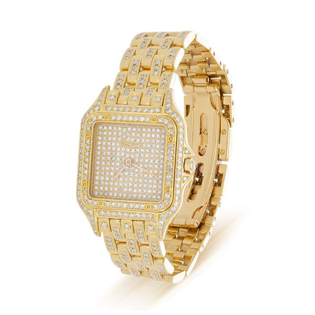 Cartier Panthere Jumbo in 18k Gold Factory Diamond Pave Dial & Bracelet Watch For Sale - Image 9 of 16