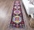 Turkish Vintage Pink Geometric Turkish Hand-Knotted Runner For Sale - Image 3 of 9
