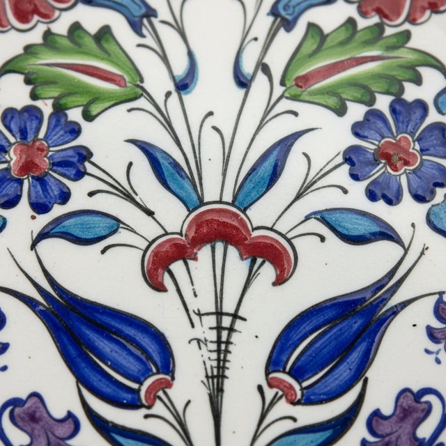 2020s Handmade Ceramic Iznik Plate (Classic Floral Style) Red Rose and Hyacinth Pattern For Sale - Image 5 of 8