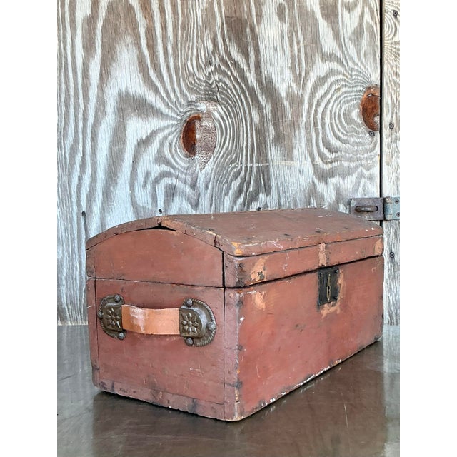 Brown Vintage Boho Distressed Tool Box For Sale - Image 8 of 12