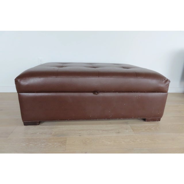 Chestnut Castellano Custom Furniture Leather Storage Ottoman For Sale - Image 8 of 8