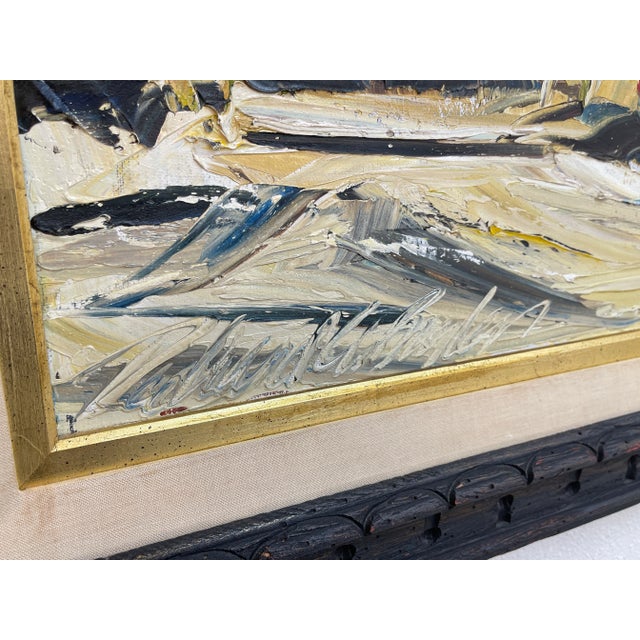 Abstract Vintage Colorful Private Beach House Painting For Sale - Image 3 of 13