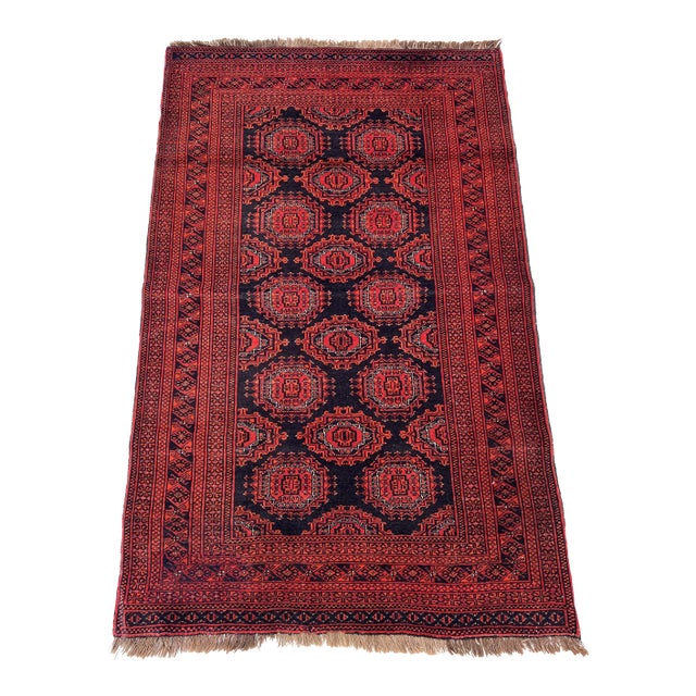 Vintage Afghan Ersari Sarouk Gul Tribal Rug - 5'11" X 3'9" For Sale