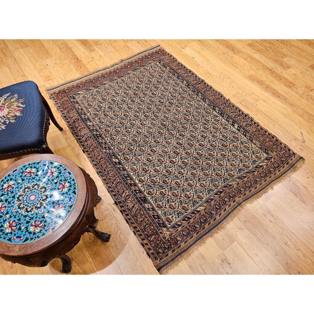 Late 19th Century Persian Afshar Tribal Rug, Hand-Knotted Wool, All-Over Paisley Geometric Pattern, Ivory & Brown, 4x6 For Sale - Image 10 of 18