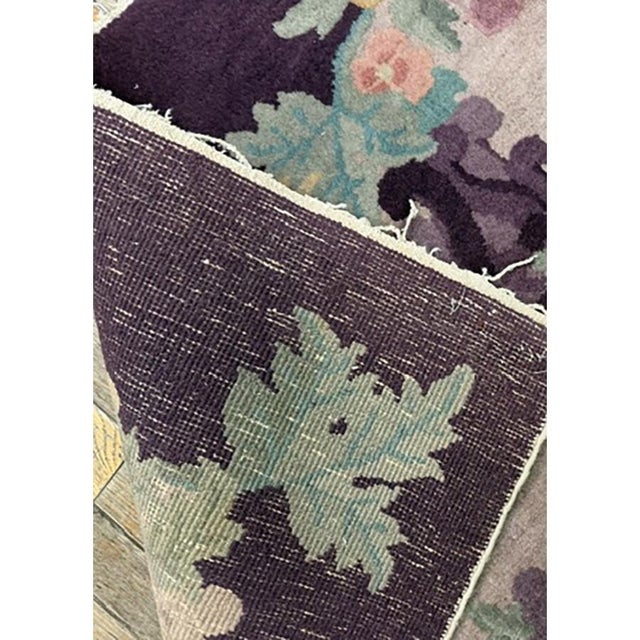 1920s Antique Purple Open Field Chinese Handknotted Art Deco Wool Room Size Rug For Sale - Image 10 of 10
