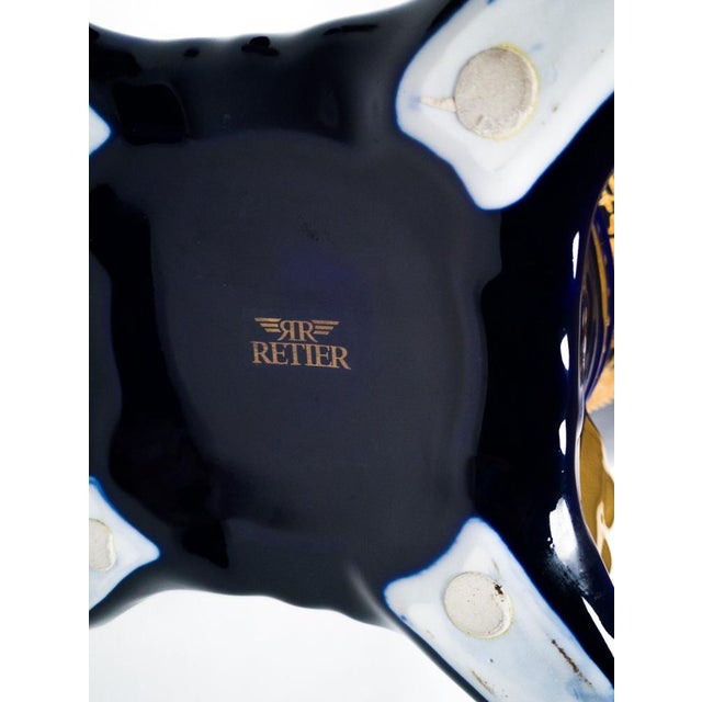 Baroque Gilt and Indigo Blue Porcelain Amphora Vase, 20th Century For Sale - Image 3 of 12