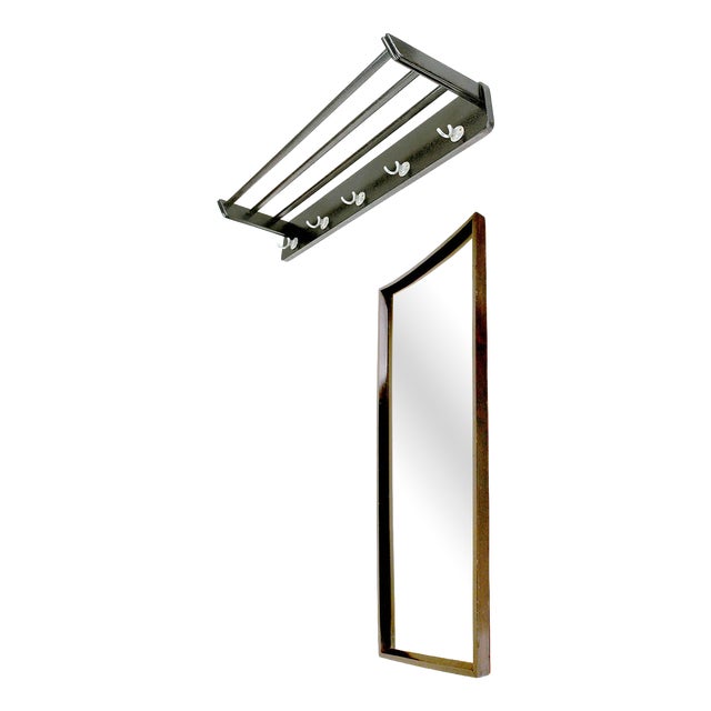 Vintage Coat Rack and Mirror, 1960s, Set of 2 For Sale