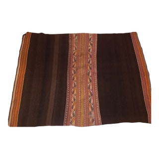 Vintage 1960s Andean Handwoven Heavy Wool Textile – Traditional Artisan Loom Weaving For Sale