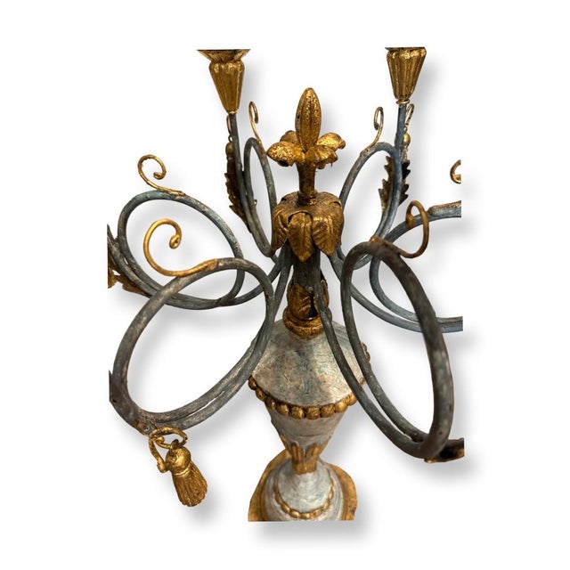 Italian Vintage Italian Plaster Wood and Metal Candelabra For Sale - Image 3 of 5