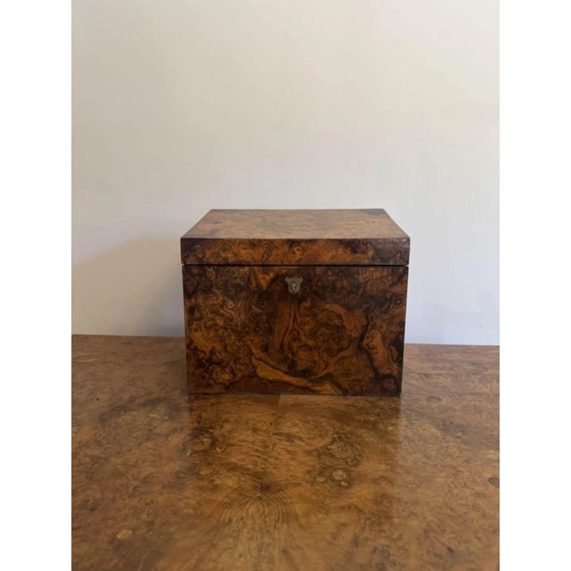 Brown Antique Victorian Burr Walnut Stationary Box, 1860s For Sale - Image 8 of 9