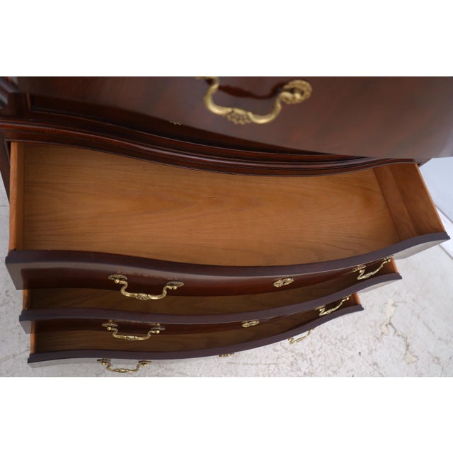 Baker Furniture Company Baker Mahogany Inlaid Bow Front High Chest For Sale - Image 4 of 16