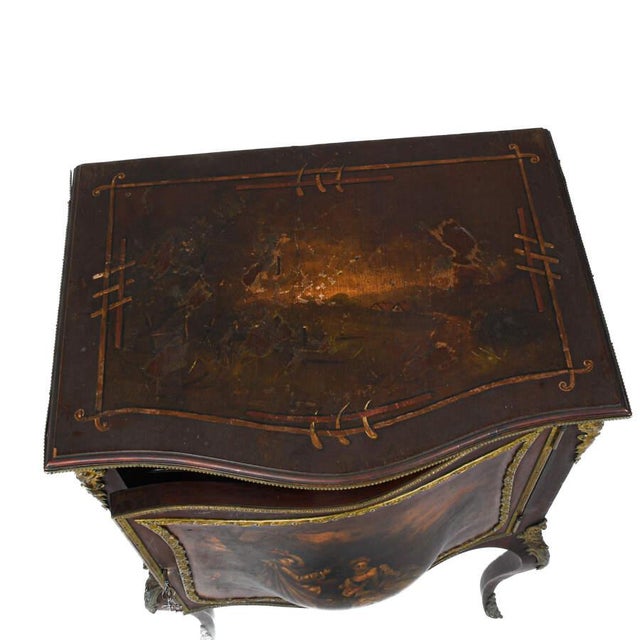Wood Antique 19th-Century Hand-Painted and Ormolu Cabinet For Sale - Image 7 of 7