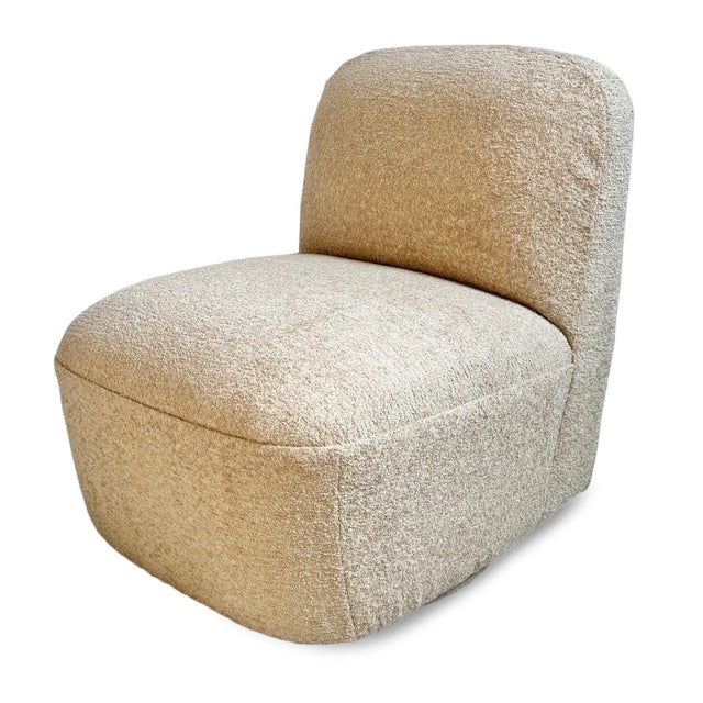 Ivory Soft Swivel Slipper Chair For Sale - Image 11 of 13
