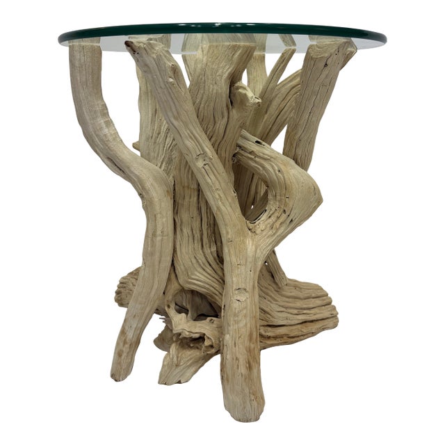 Vintage Coastal Driftwood Side Table For Sale