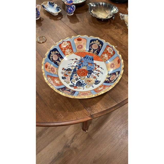 Japanese Large Vintage Japanese Imari Porcelain Centerpiece Bowl For Sale - Image 3 of 5