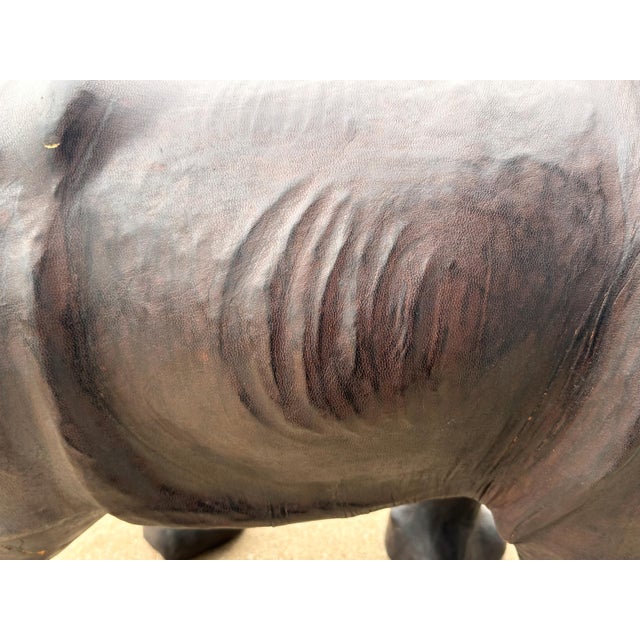 1950s Leather Clad Rhinoceros Sculptural Foot Stool For Sale - Image 10 of 10