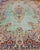 Celadon Vintage Oversized Persian Kerman Rug, Hand-Knotted Wool, Floral Pattern, Pale Green & Red, 12x16 For Sale - Image 8 of 15