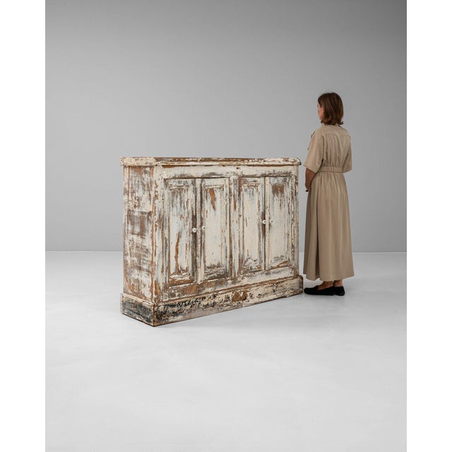 19th Century France Antique White Wood Storage Cabinets & Cupboards For Sale - Image 9 of 11