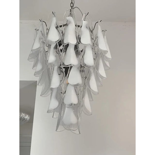 Contemporary Murano Glass "sella" chandelier with a kromo metal frame Spare parts glass included. Diameter = 60 cm = 23.4"...
