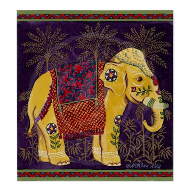 Matted Original Indian Elephant Painting, by Kathleen Ney For Sale