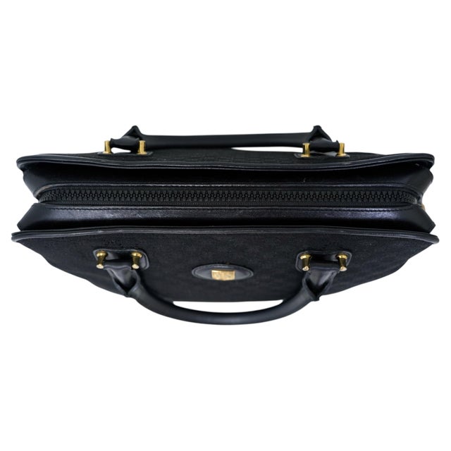 Textile Celine Black Leather Macadam Triomphe Top Handle Bag, C. 2002 For Sale - Image 7 of 14