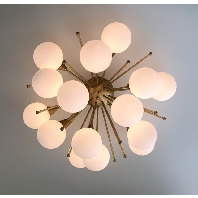 Brass 21st Century Mezzo Satin Brass Matte White Murano Flush Mount by Fabio LTD For Sale - Image 8 of 10