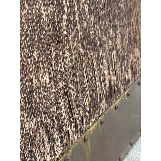 Wood 1920s Tudor Revival Pointed Arc Door With Original Bronze Hardware & Octagonal Decorative Knob For Sale - Image 7 of 12