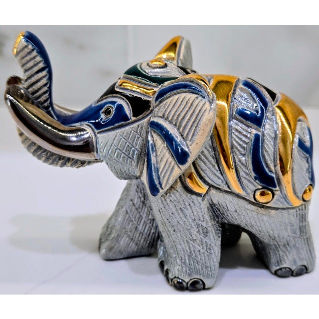 Contemporary 2000 De Rosa Rinconada Elephant Figurine – 24k Gold & Platinum Accents, Uruguay For Sale - Image 3 of 11