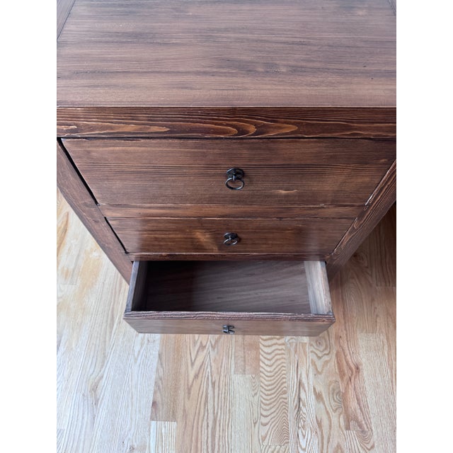 2020s Pair of Circa Loft Rustic Wood Three-Drawer Bedside Chests For Sale - Image 5 of 9