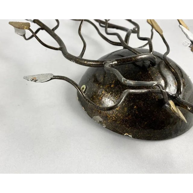 Black Vintage Art Wall Sconces in Black and Gold Wrought Iron, Italy, 1970, Set of 2 For Sale - Image 8 of 11