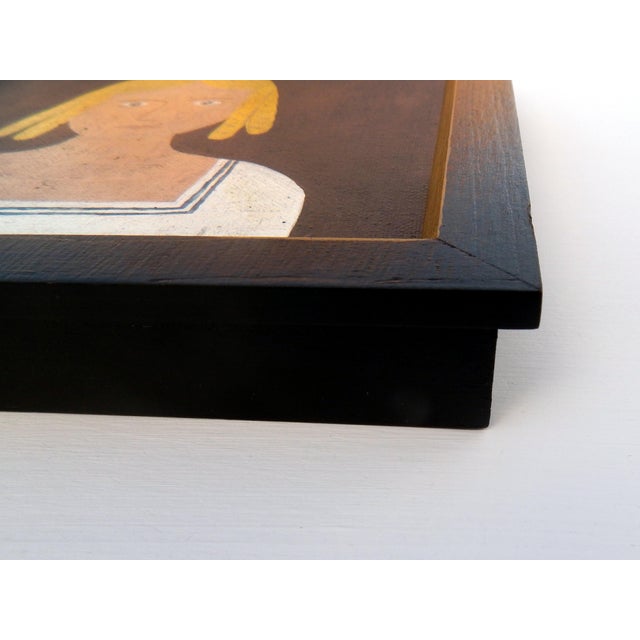 Black Matt Rix, Naive Portrait of an Edwardian Girl in Nautical Dress, Oil on Canvas, Framed For Sale - Image 8 of 10