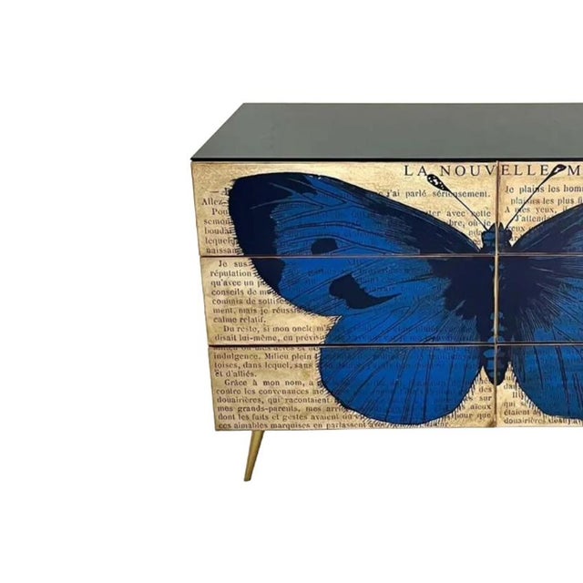 Wood Mid Century Art Deco Style Italian Handcrafted Pop Art Six-Drawer Chest Cabinet For Sale - Image 7 of 11