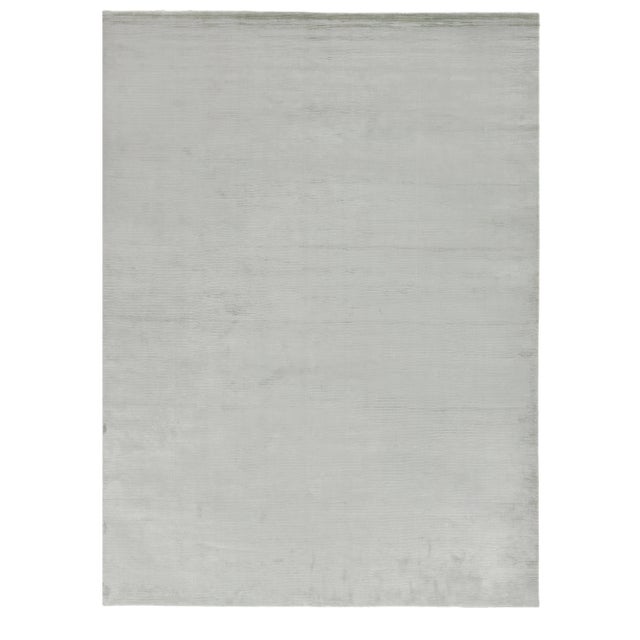 Exquisite Rugs Ives Hand loom Viscose Light Blue Rug-12'x15' For Sale