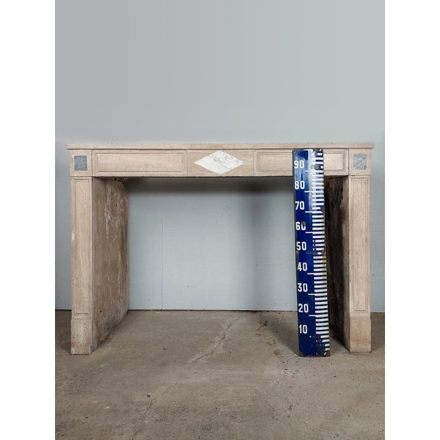 Antique French Burgundian Stone Fireplace with Marble Inlays For Sale - Image 3 of 18