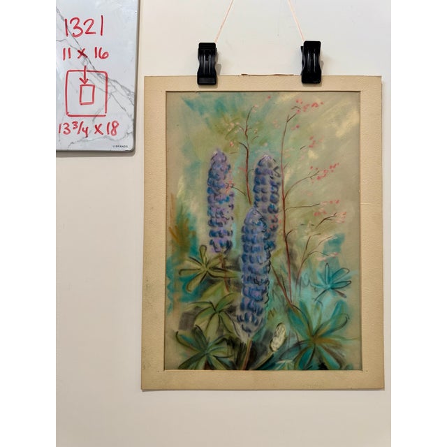 Henry Emil Salloch Original Pastel on Paper Meadow Study of Purple Lupines. For Sale In Atlanta - Image 6 of 6