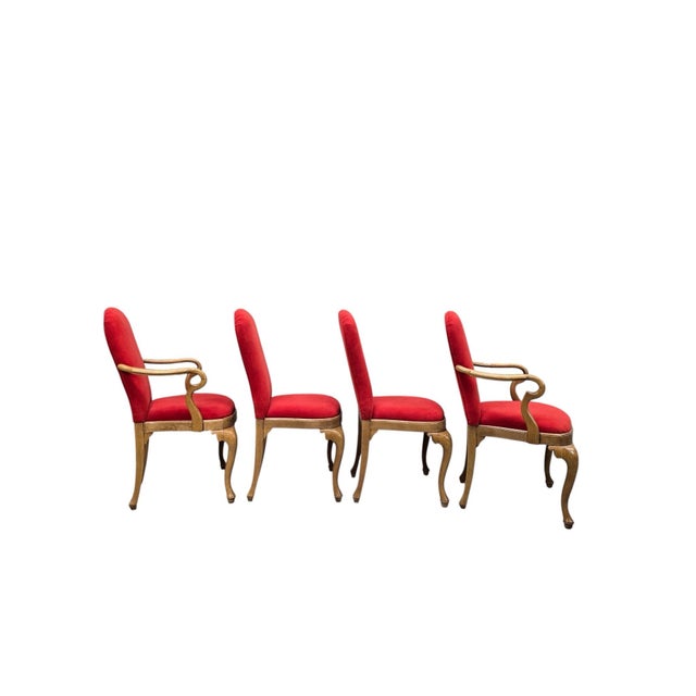 Vintage French Louis XV Style Carved Maple Dining Chairs – Set of 8 For Sale - Image 4 of 8