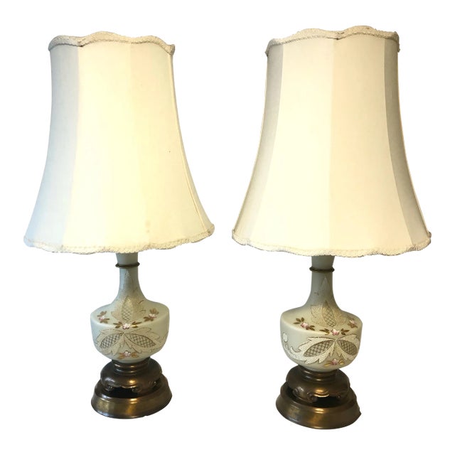 1940s West Germany Bavarian Bristol Gold Gilded Vintage Table Lamps - a Pair For Sale