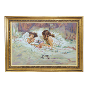 Vintage American 20th C Framed Giclee Painting on Canvas by John Michael Carter