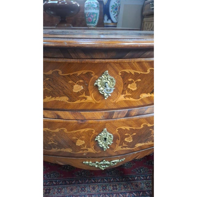 Louis XV Style Marquetry Chest of Drawers, 1950 For Sale - Image 3 of 10