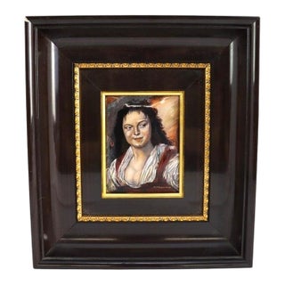 1940s French Limoges Enameled Copper Recreation of Frans Hals Painting, the Gypsy Girl For Sale
