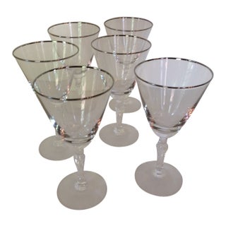 Platinum Rim Fostoria Wine Glasses - Set of 6 For Sale