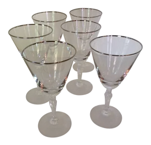 Vintage Platinum Rim Fostoria Wine Glasses - Set of 6