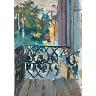 Vintage Urban Oil Painting: Ukrainian Cityscape, 1960 Art 33-23 For Sale