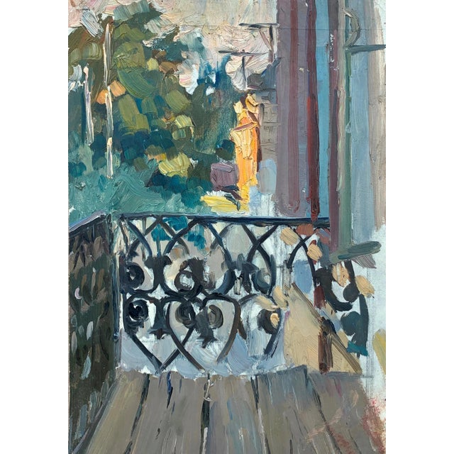 Vintage Urban Oil Painting: Ukrainian Cityscape, 1960 Art 33-23 For Sale
