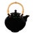 Late 20th Century Contemporary Asian Dark Brown Glazed Ceramic Teapot With Wrapped Rattan Handle For Sale