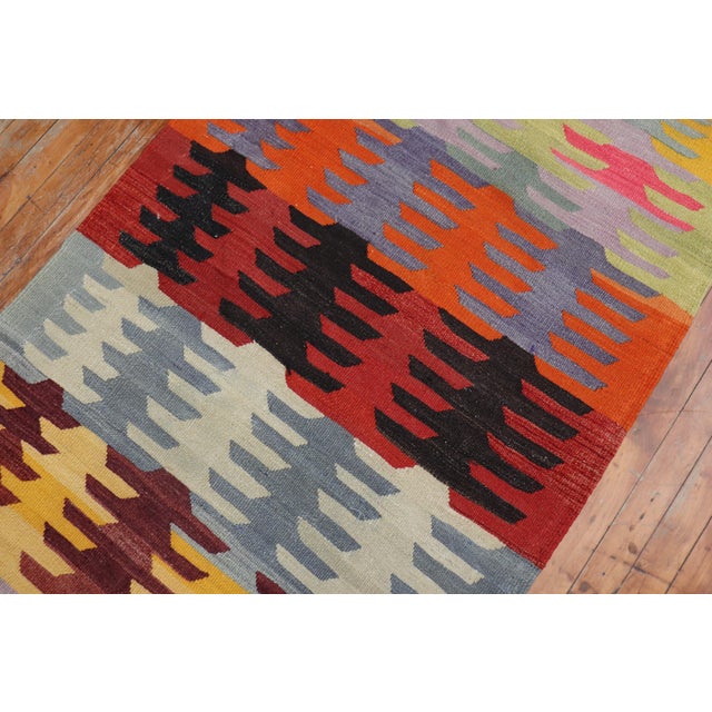 Textile Vintage Zabihi Collection Turkish Kilim Runner - 3' x 15'9" For Sale - Image 7 of 8