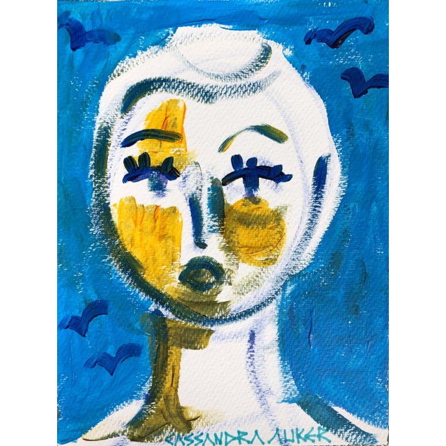 Contemporary Artwork by CL Auker “Woman by the Seashore” Original Acrylic Painting on Paper For Sale - Image 4 of 4