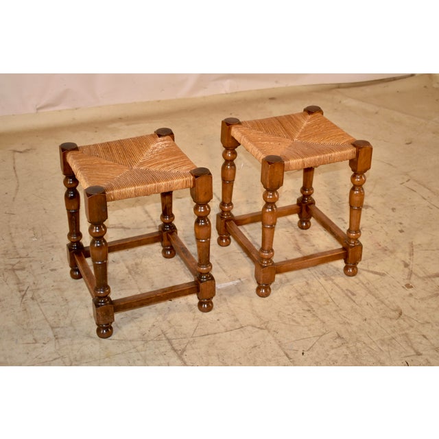 French Country Late 19th Century Pair of French Walnut Stools For Sale - Image 3 of 8