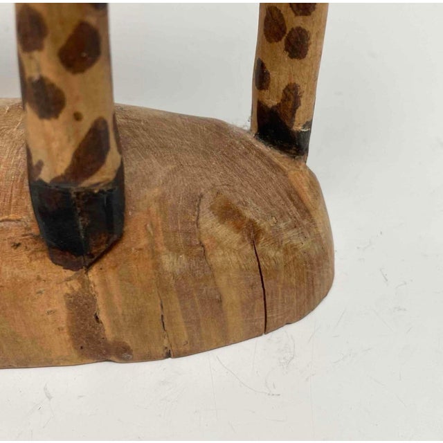 Folk Art Mid 20th Century Hand-Carved Hardwood Giraffe Sculpture, African Folk Art For Sale - Image 3 of 9